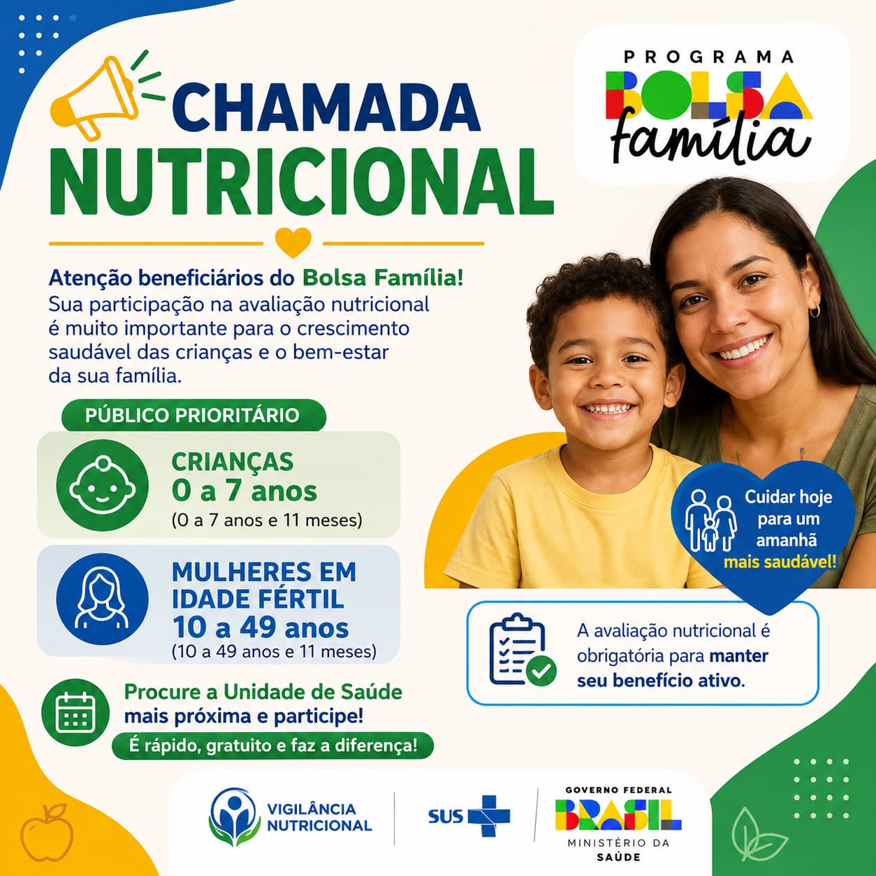 Chamada Nutricional reforça importância da avaliação de saúde para beneficiários do Bolsa Família